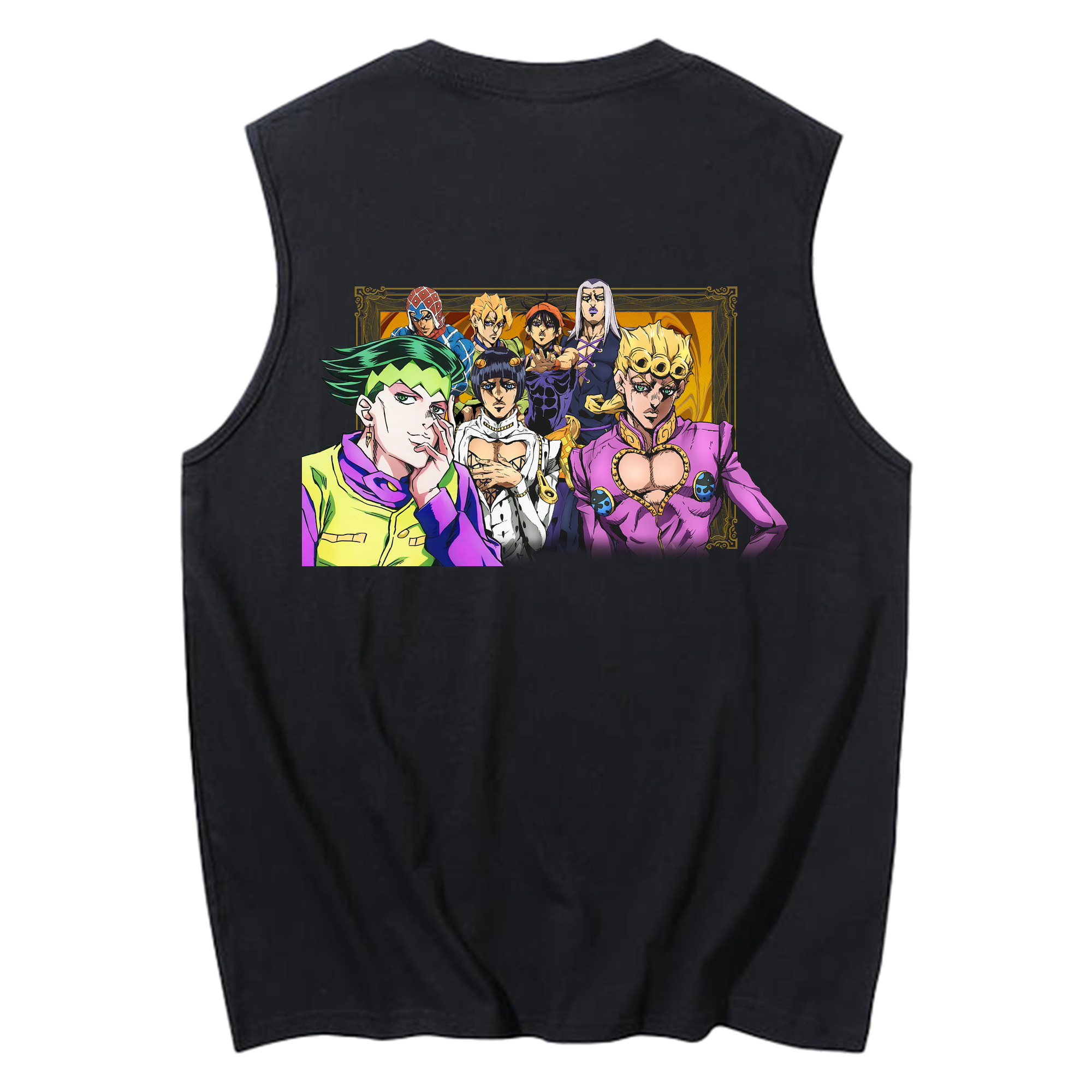 （画像用） ジョジョの奇妙な冒険 ジョルノ?ジョバァーナ JoJo's Bizarre Adventure Giorno Giovanna コットン100％タンクトップ（背面プリント）