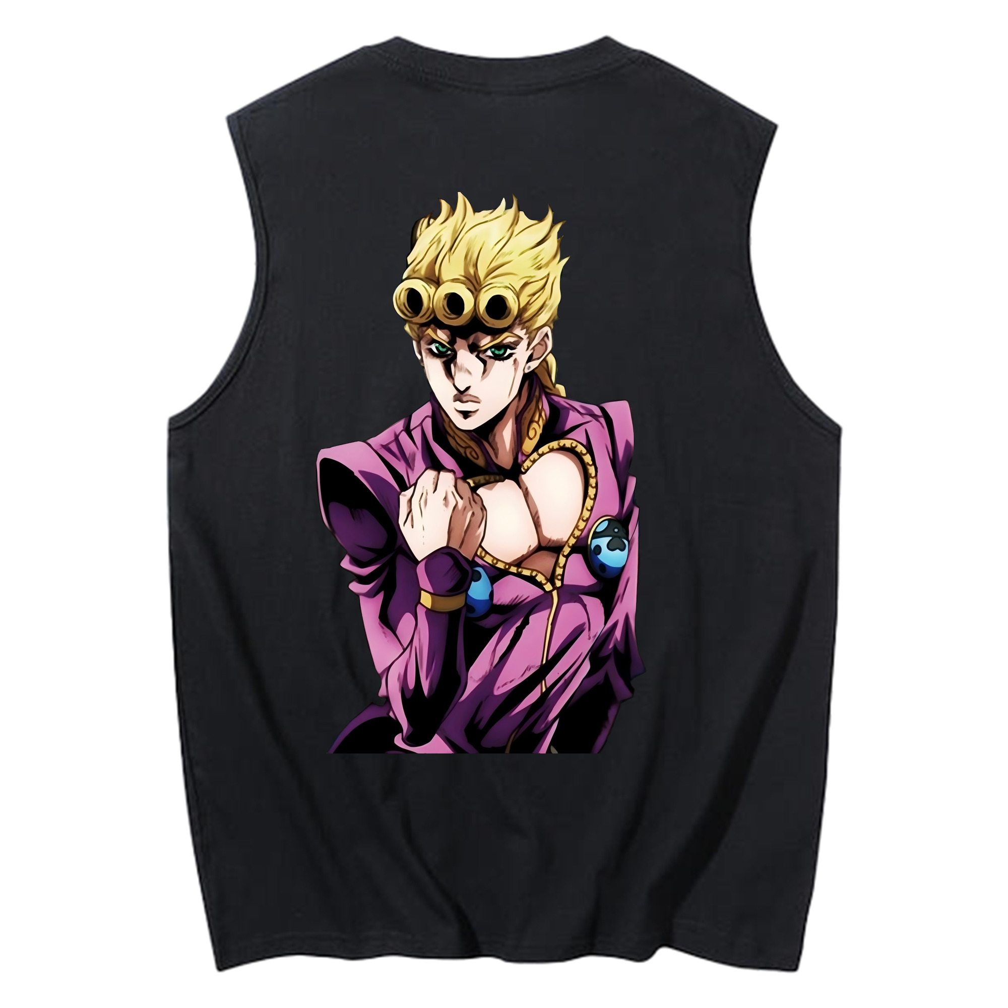 （画像用） ジョジョの奇妙な冒険 ジョルノ?ジョバァーナ JoJo's Bizarre Adventure Giorno Giovanna コットン100％タンクトップ（背面プリント）