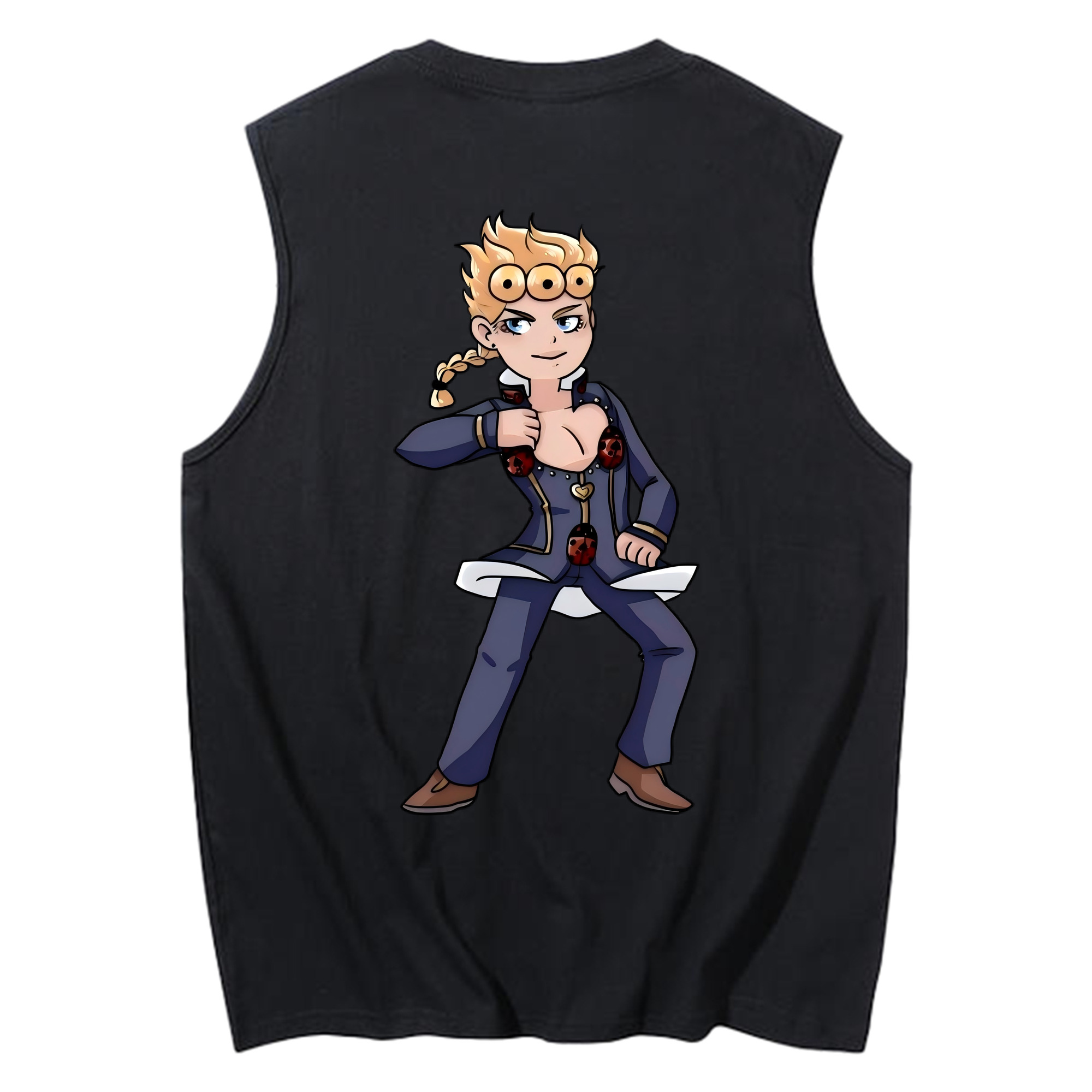 （画像用） ジョジョの奇妙な冒険 ジョルノ?ジョバァーナ JoJo's Bizarre Adventure Giorno Giovanna コットン100％タンクトップ（背面プリント）