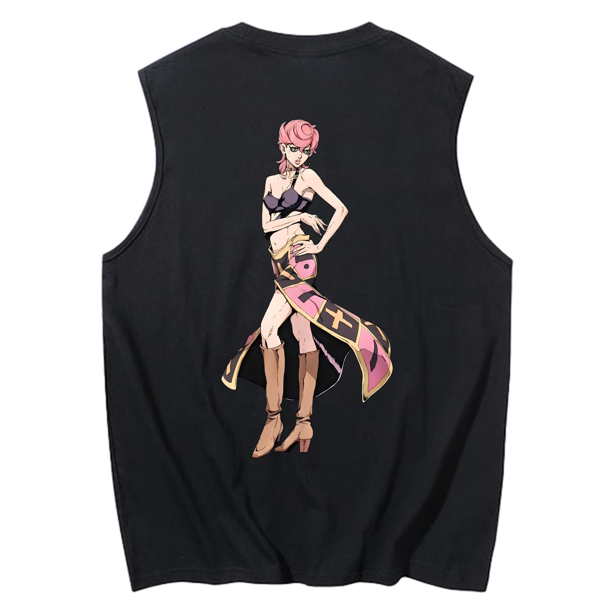 （画像用） ジョジョの奇妙な冒険 トリッシュ?ウナ JoJo's Bizarre Adventure Trish Una コットン100％タンクトップ（背面プリント）