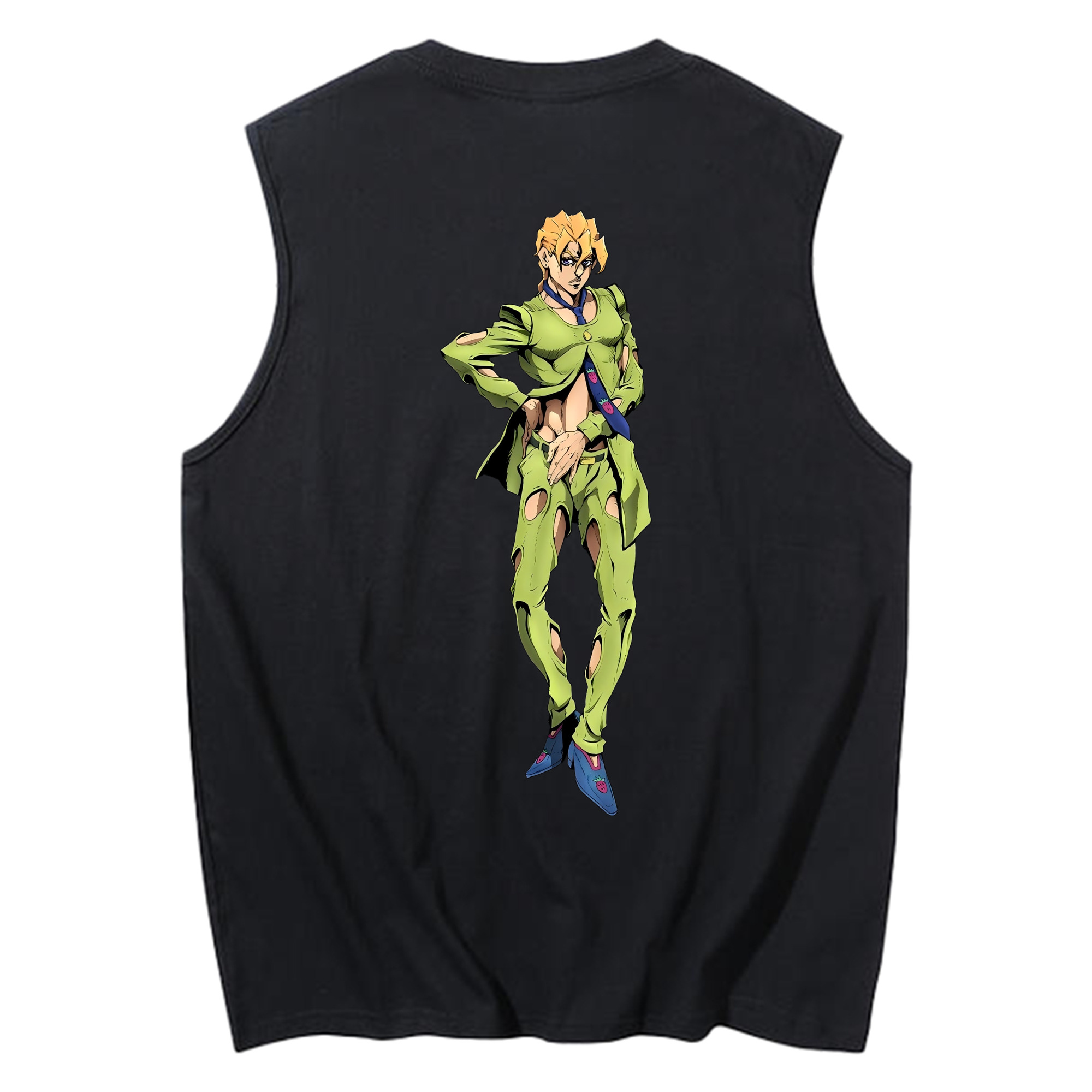 （画像用） ジョジョの奇妙な冒険 パンナコッタ?フー JoJo's Bizarre Adventure Pannacotta Fugo コットン100％タンクトップ（背面プリント）