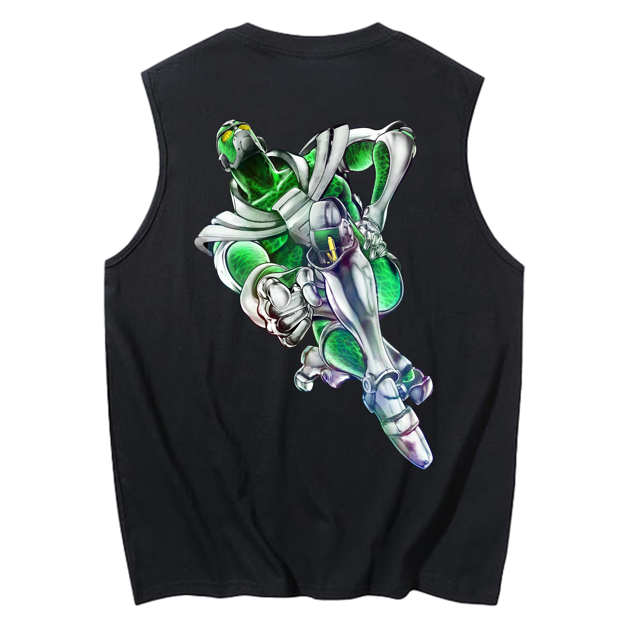 （画像用） ジョジョの奇妙な冒険 花京院 典明（かきょういん のりあき） JoJo's Bizarre Adventure Kakyoin Noriaki コットン100％タンクトップ（背面プリント）