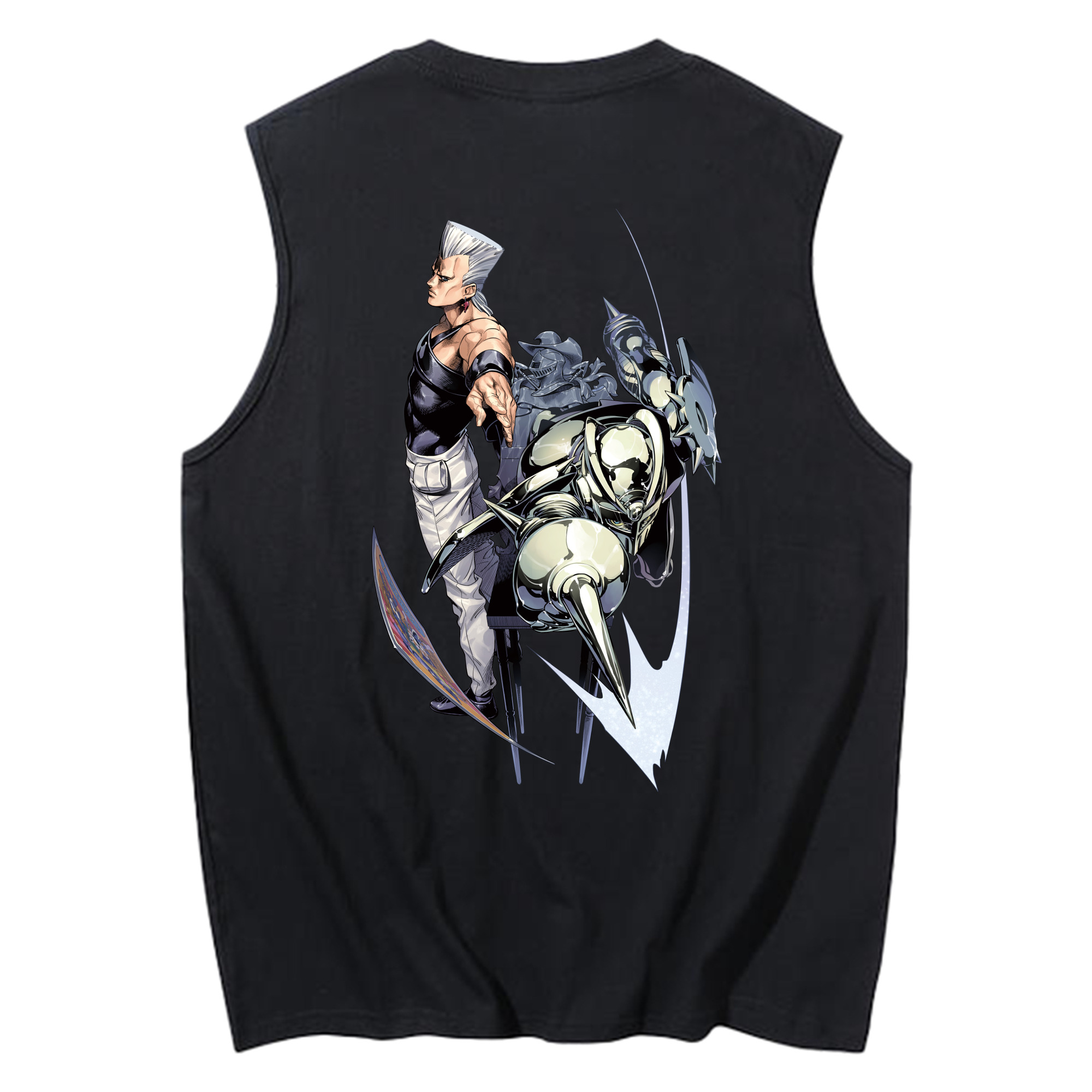 （画像用） ジョジョの奇妙な冒険 ジャン＝ピエール?ポルナレフ JoJo's Bizarre Adventure Jan Pierre Polnareff コットン100％タンクトップ（背面プリント）