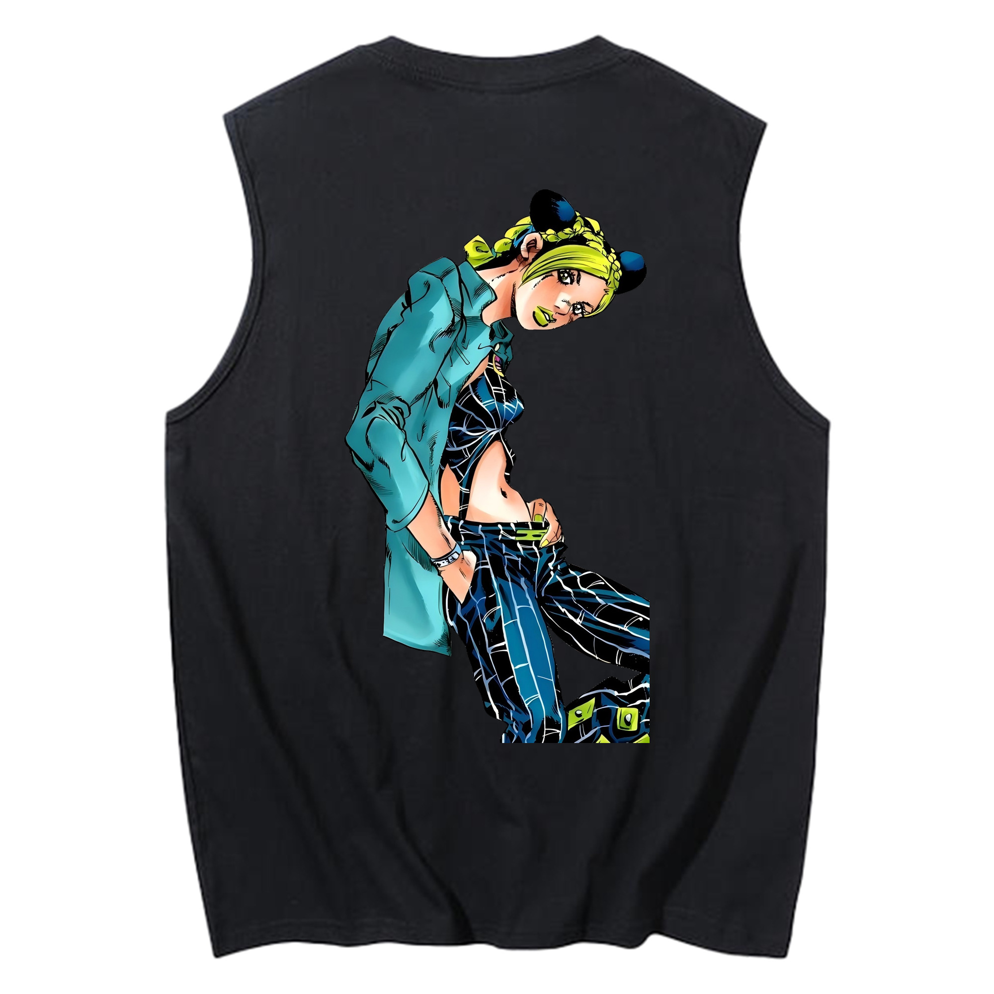 （画像用） "ジョジョの奇妙な冒険 くうじょう ジョリーン JoJo's Bizarre Adventure Jolyne Cujoh " コットン100％タンクトップ（背面プリント）