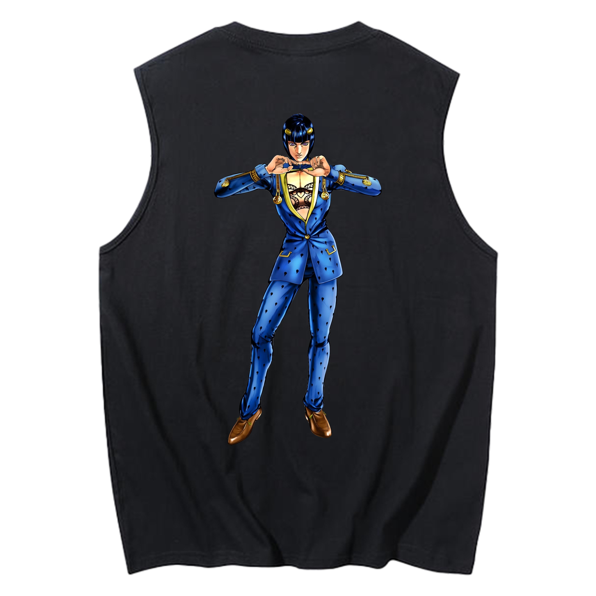 （画像用） ジョジョの奇妙な冒険 ブローノ?ブチャラティ JoJo's Bizarre Adventure Bruno Bucciarati コットン100％タンクトップ（背面プリント）