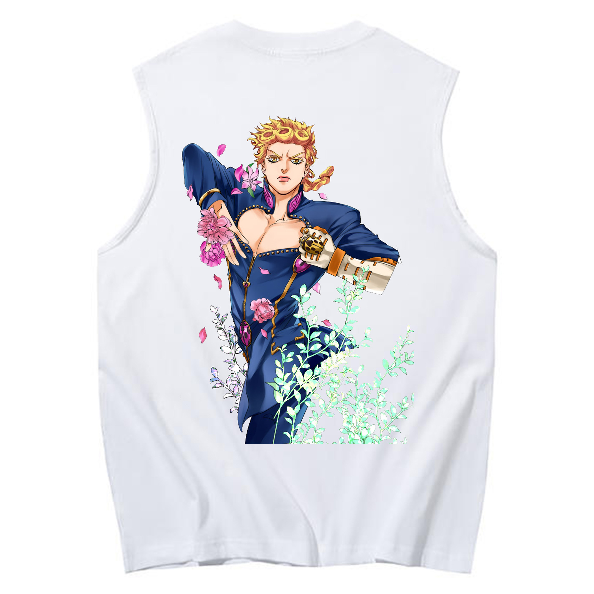 （画像用） ジョジョの奇妙な冒険 ジョルノ?ジョバァーナ JoJo's Bizarre Adventure Giorno Giovanna コットン100％タンクトップ（背面プリント）