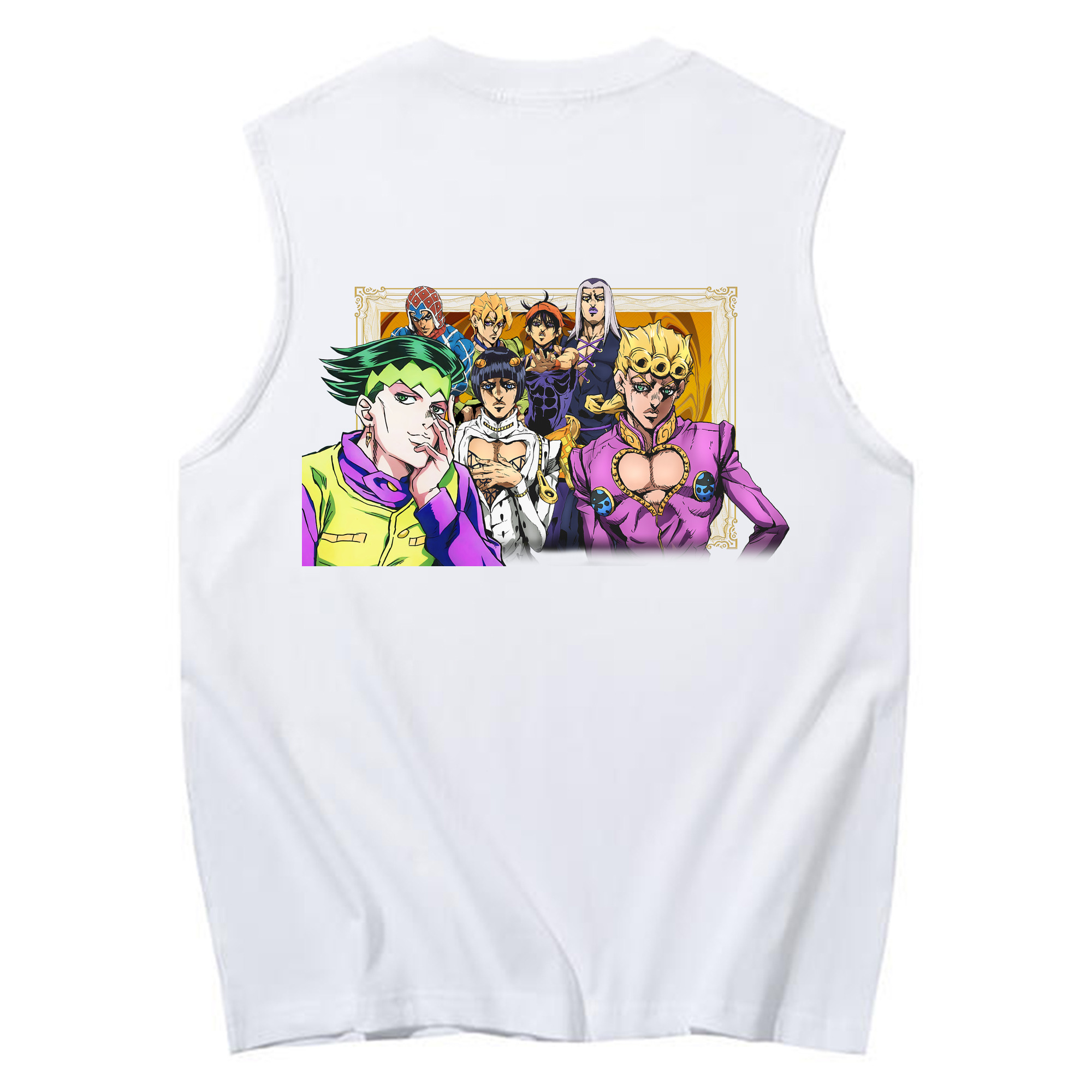 （画像用） ジョジョの奇妙な冒険 ジョルノ?ジョバァーナ JoJo's Bizarre Adventure Giorno Giovanna コットン100％タンクトップ（背面プリント）