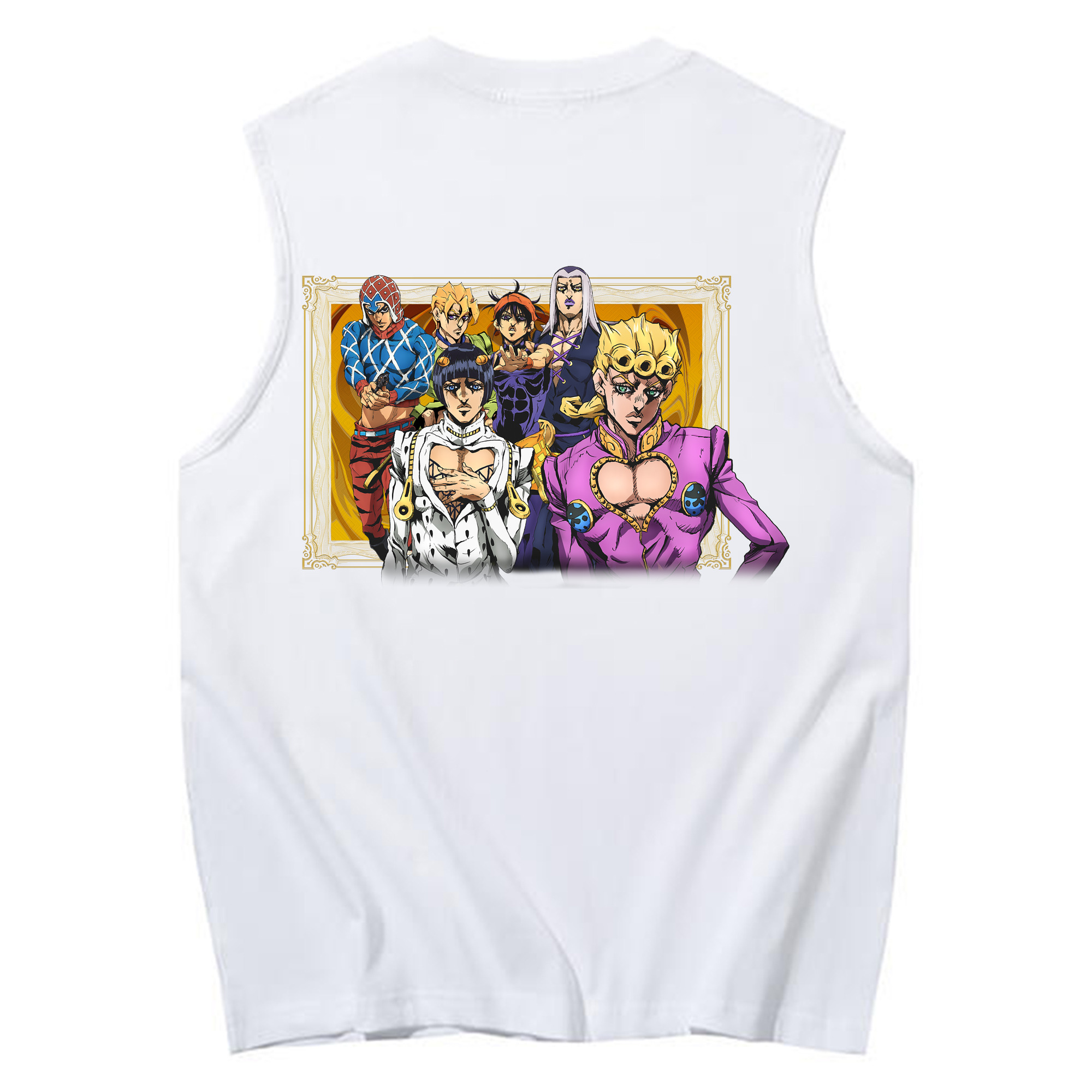 （画像用） ジョジョの奇妙な冒険 ジョルノ?ジョバァーナ JoJo's Bizarre Adventure Giorno Giovanna コットン100％タンクトップ（背面プリント）