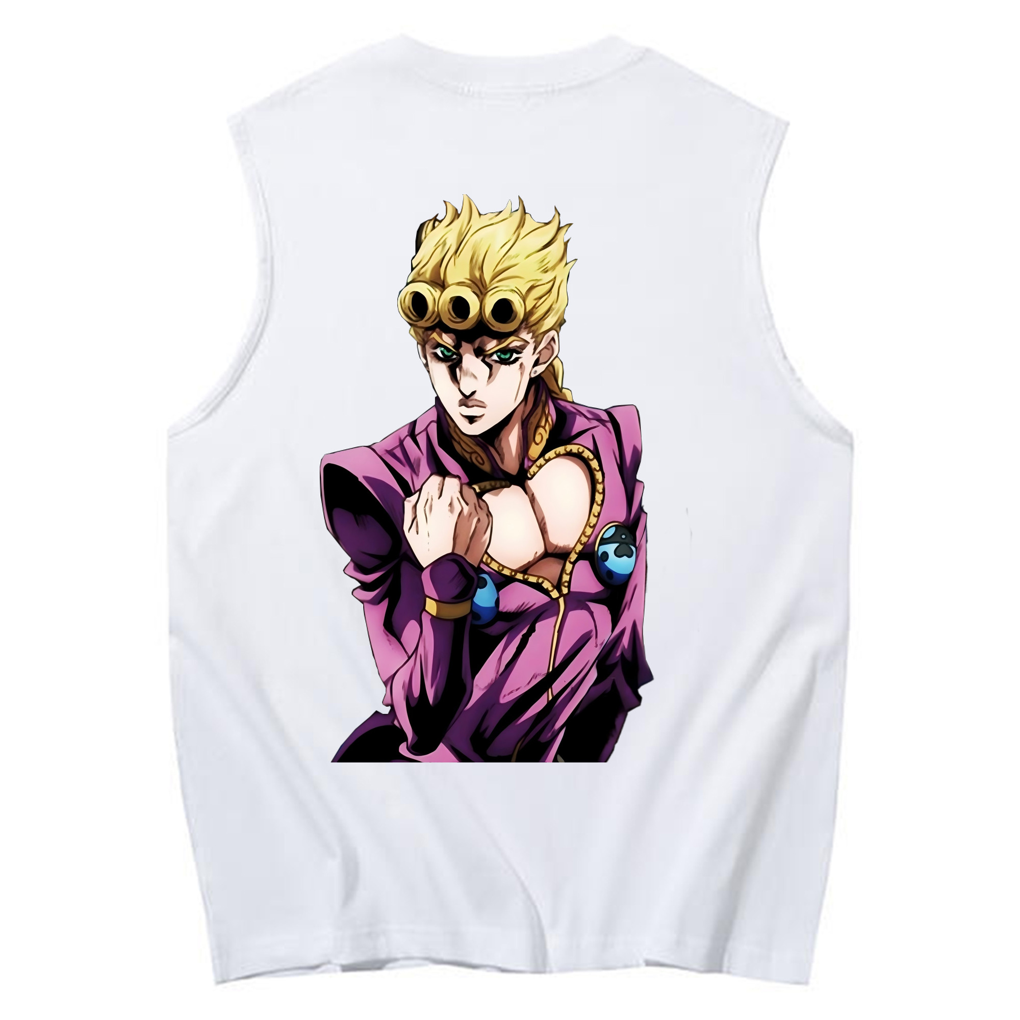 （画像用） ジョジョの奇妙な冒険 ジョルノ?ジョバァーナ JoJo's Bizarre Adventure Giorno Giovanna コットン100％タンクトップ（背面プリント）