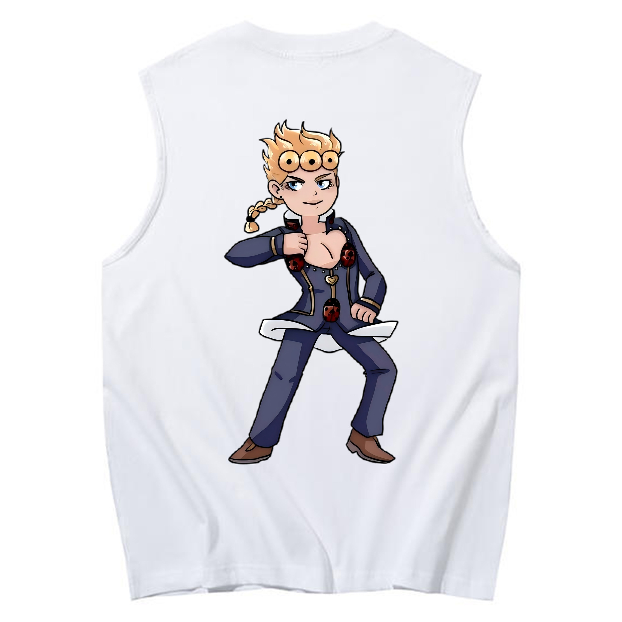 （画像用） ジョジョの奇妙な冒険 ジョルノ?ジョバァーナ JoJo's Bizarre Adventure Giorno Giovanna コットン100％タンクトップ（背面プリント）