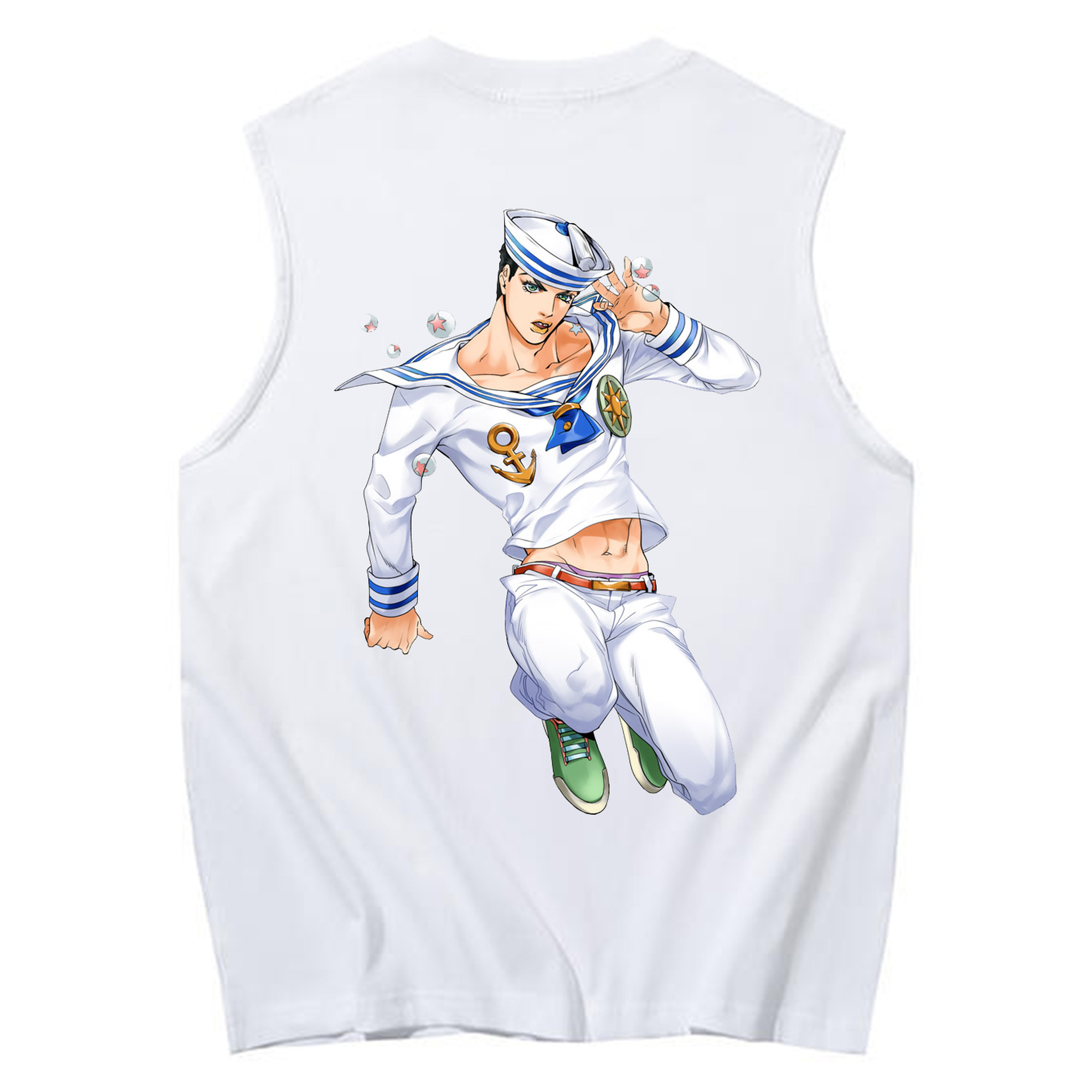 （画像用） ジョジョの奇妙な冒険 東方定助 JoJo's Bizarre Adventure Higashikata Josuke コットン100％タンクトップ（背面プリント）