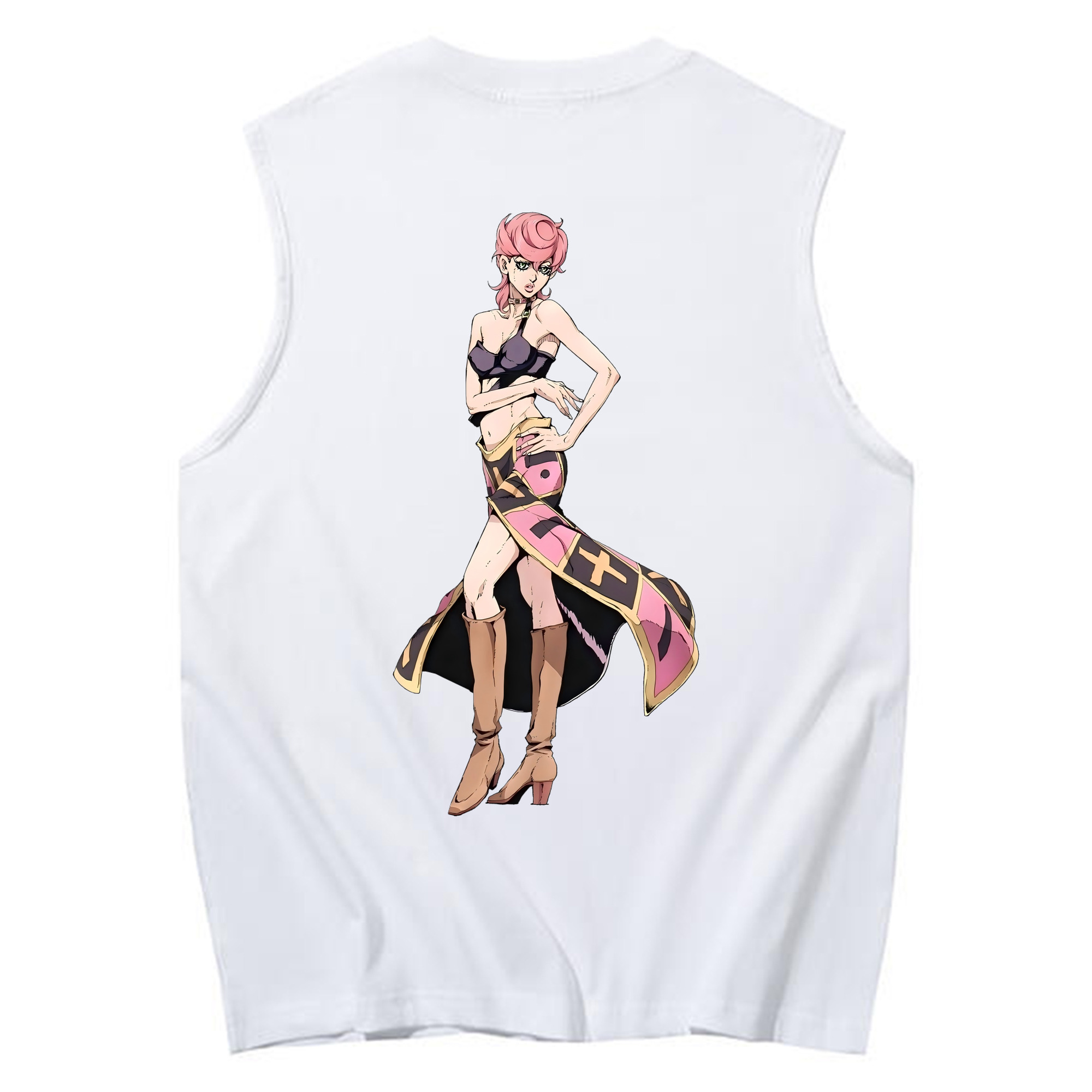 （画像用） ジョジョの奇妙な冒険 トリッシュ?ウナ JoJo's Bizarre Adventure Trish Una コットン100％タンクトップ（背面プリント）