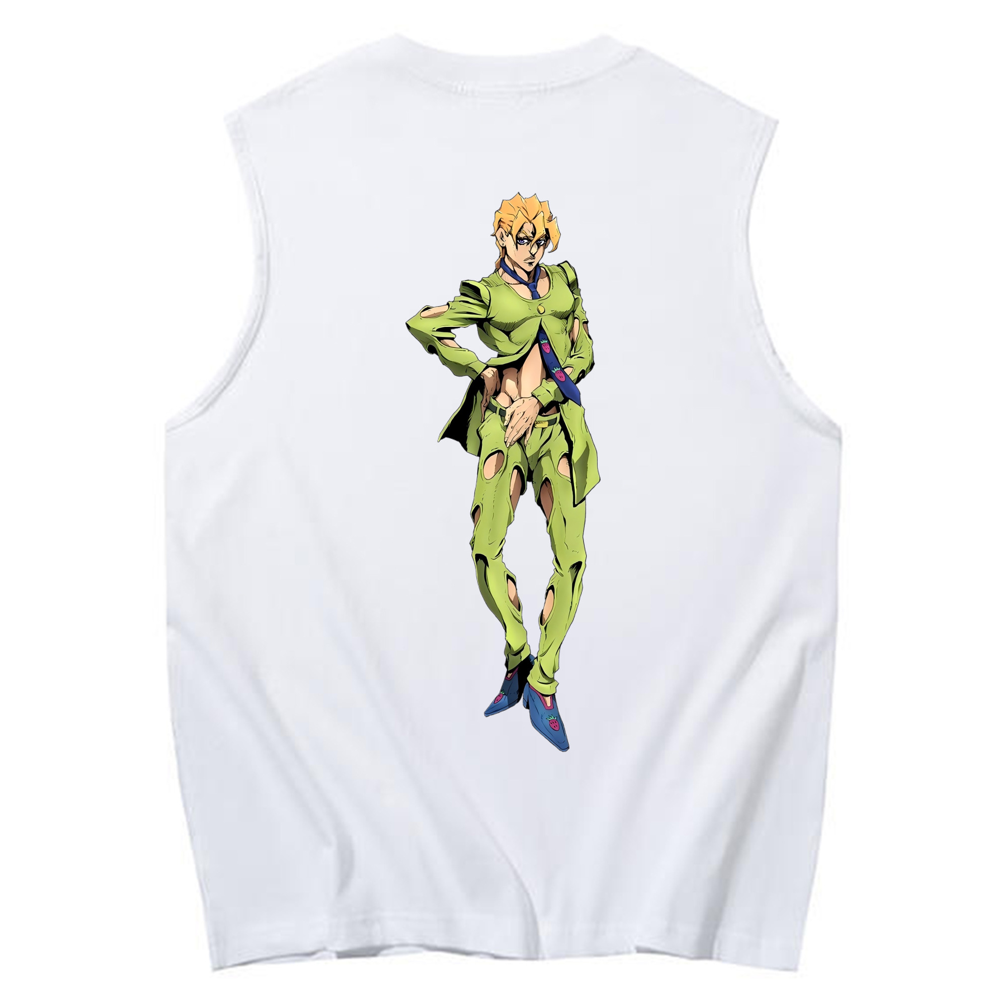 （画像用） ジョジョの奇妙な冒険 パンナコッタ?フー JoJo's Bizarre Adventure Pannacotta Fugo コットン100％タンクトップ（背面プリント）