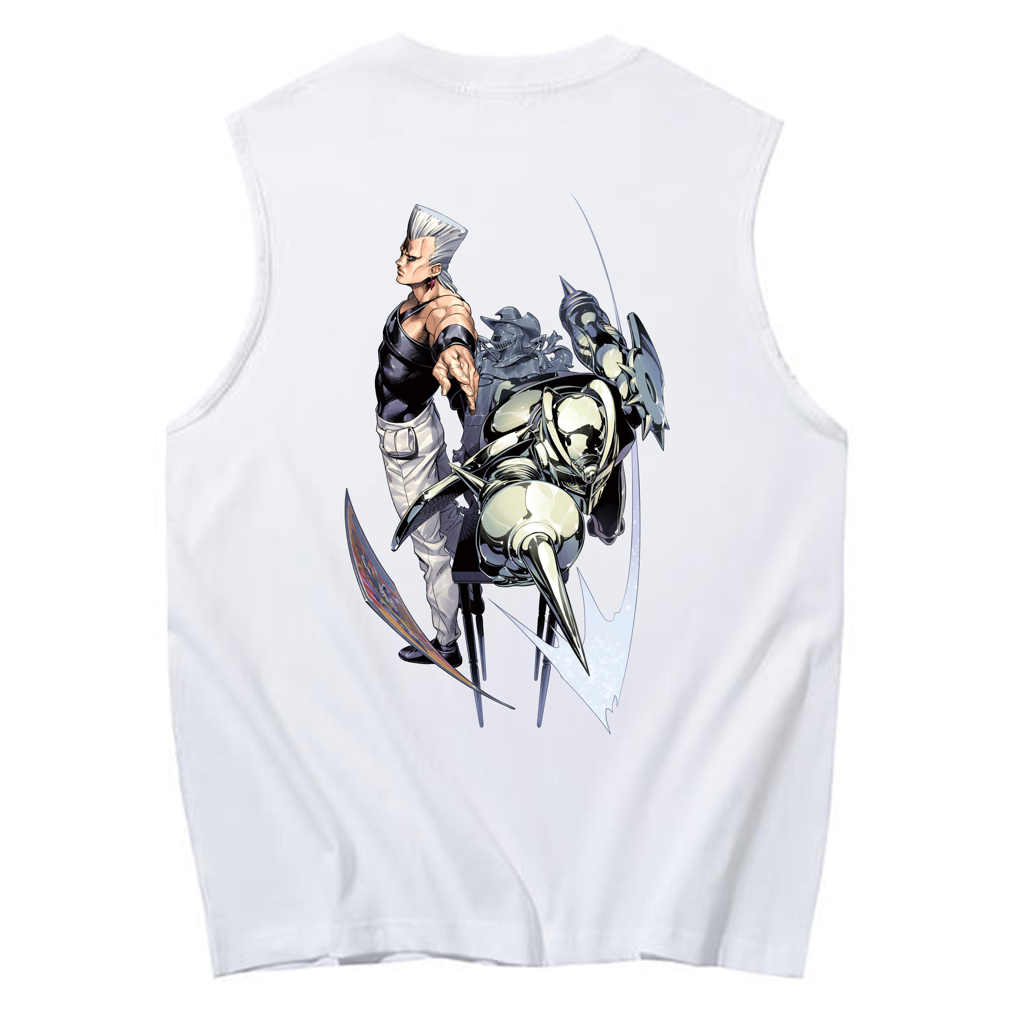 （画像用） ジョジョの奇妙な冒険 ジャン＝ピエール?ポルナレフ JoJo's Bizarre Adventure Jan Pierre Polnareff コットン100％タンクトップ（背面プリント）