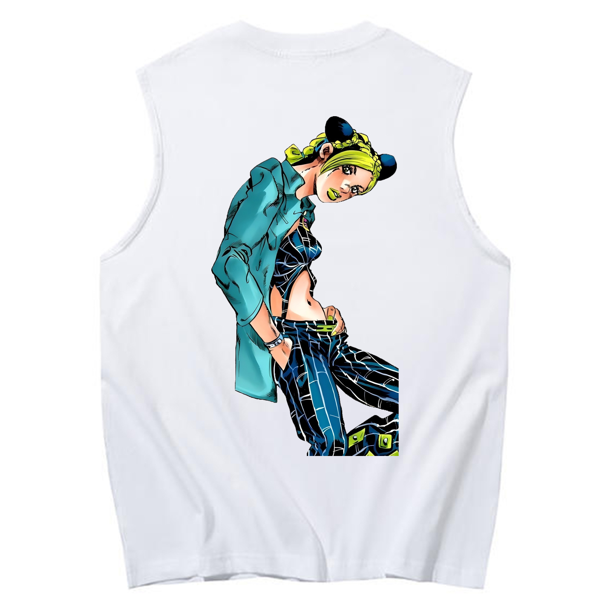 （画像用） "ジョジョの奇妙な冒険 くうじょう ジョリーン JoJo's Bizarre Adventure Jolyne Cujoh " コットン100％タンクトップ（背面プリント）