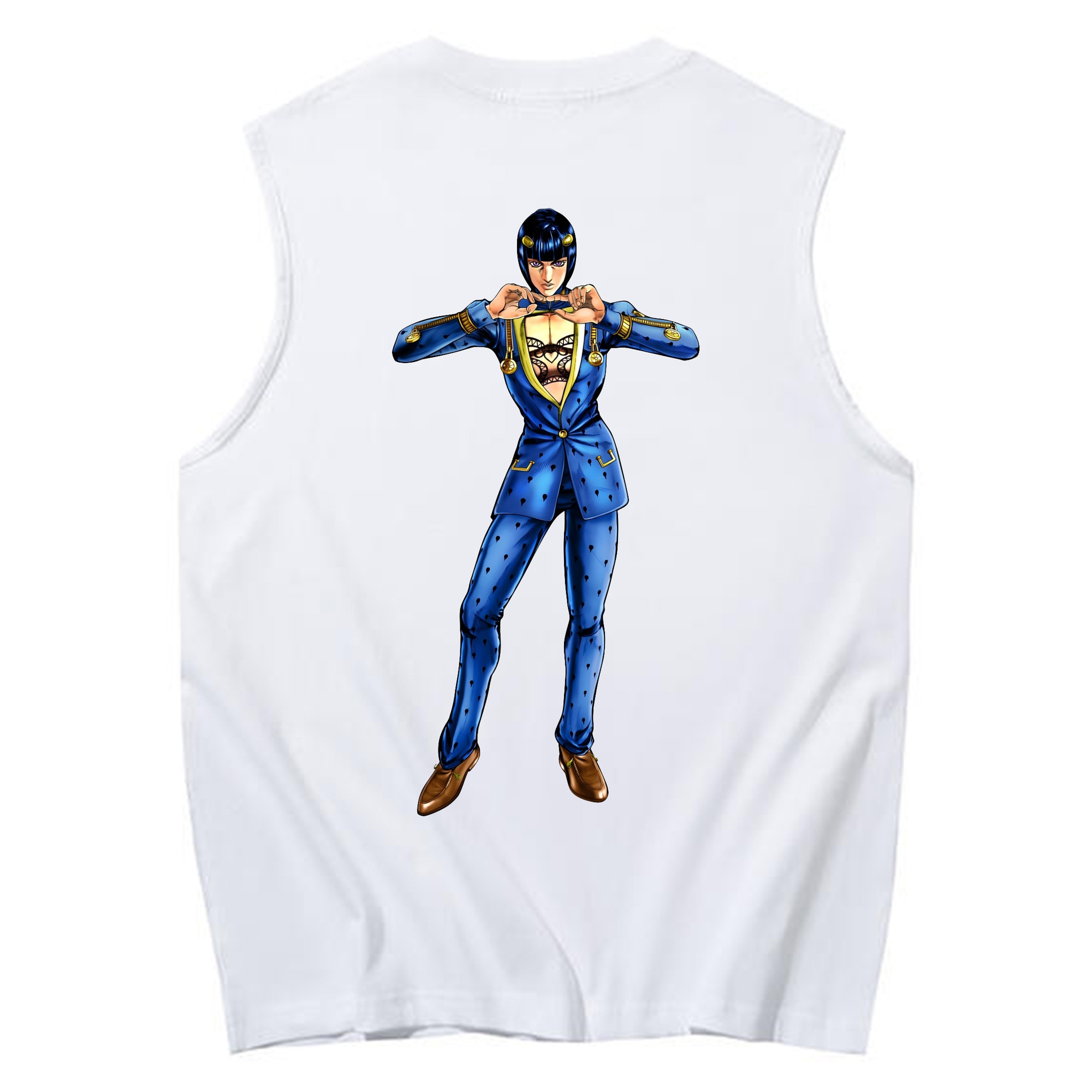 （画像用） ジョジョの奇妙な冒険 ブローノ?ブチャラティ JoJo's Bizarre Adventure Bruno Bucciarati コットン100％タンクトップ（背面プリント）