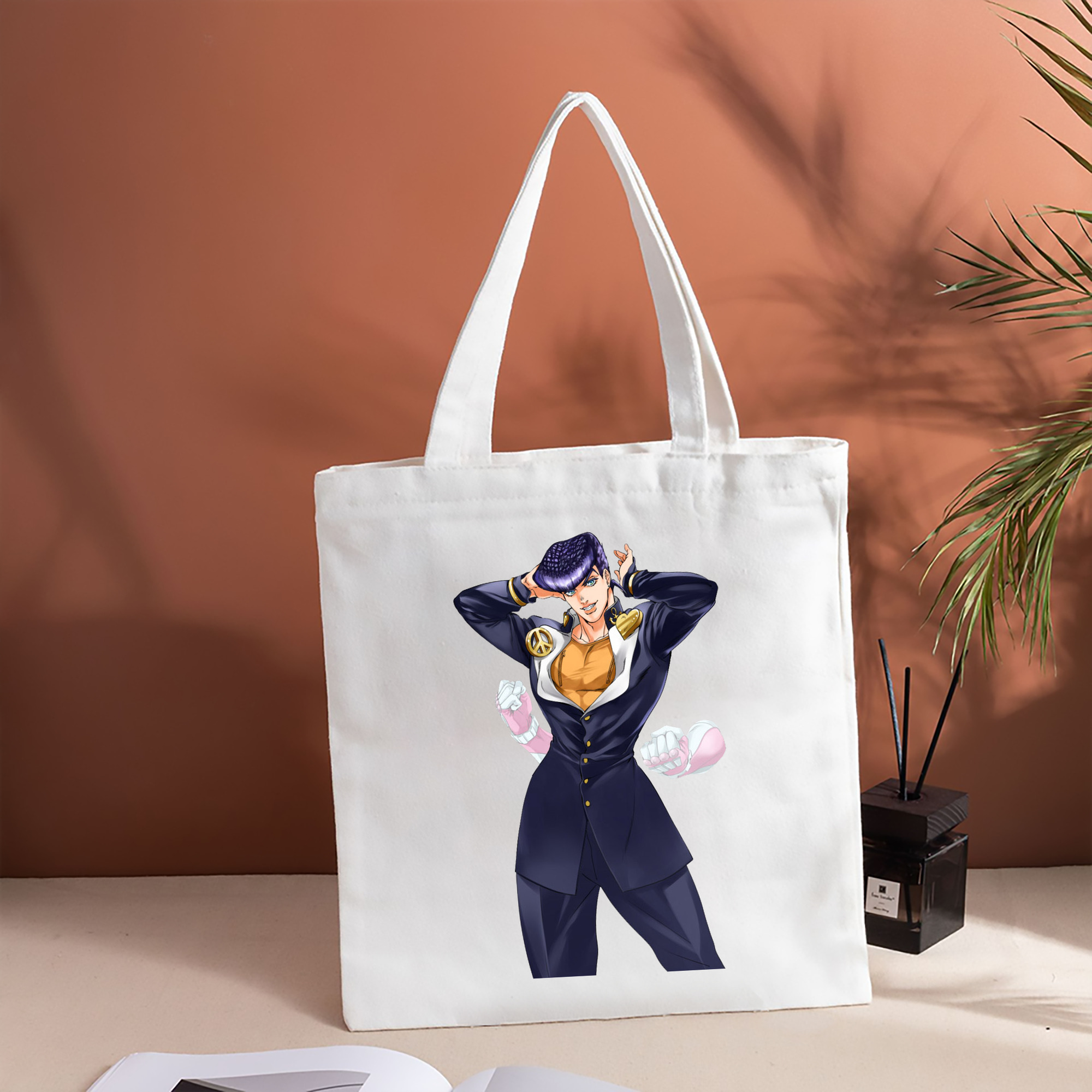 ジョジョの奇妙な冒険 ひがしかた じょうすけ JoJo's Bizarre Adventure Higashikata Josuke 縦型キャンバス生地手提げバッグ　トートバッグ