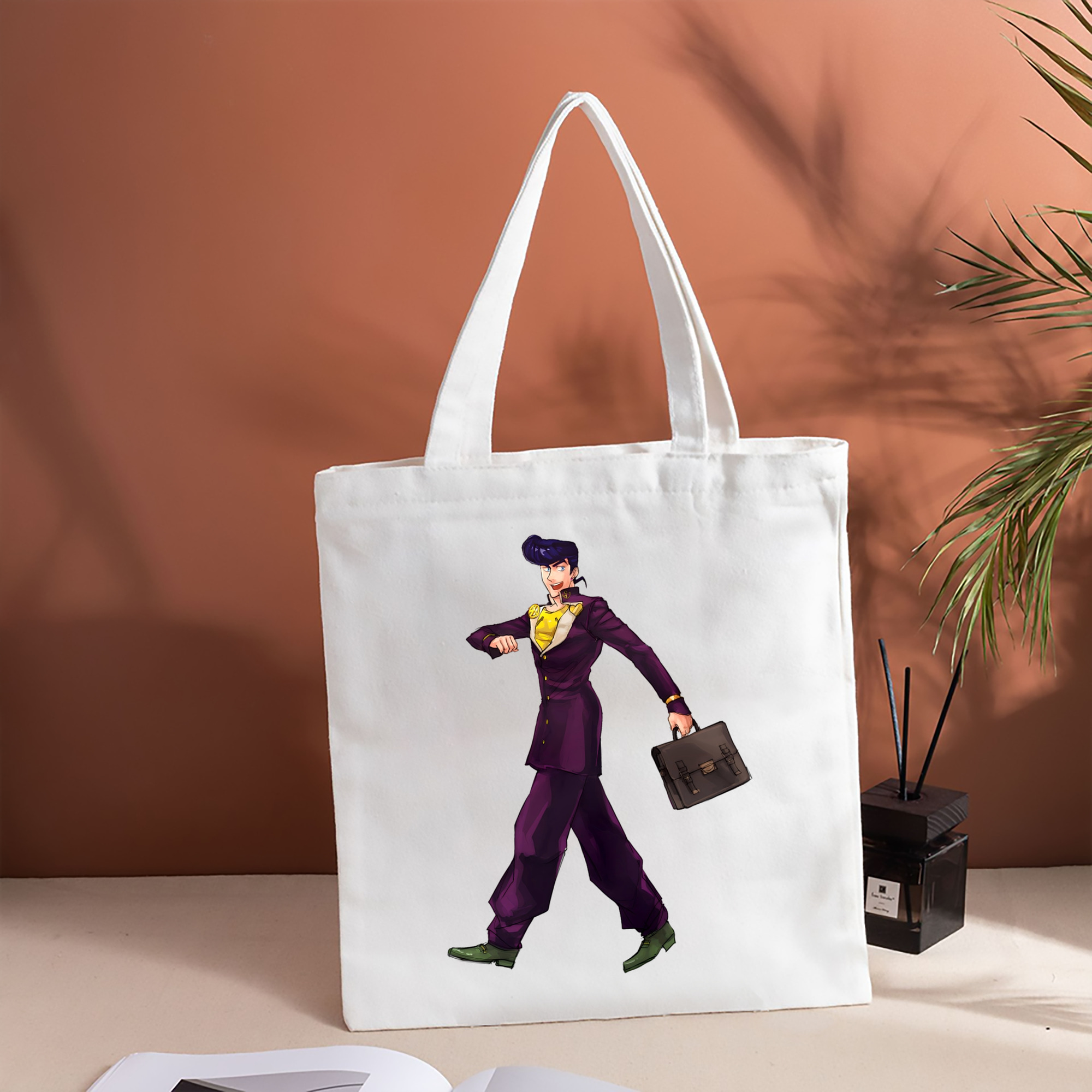 ジョジョの奇妙な冒険 ひがしかた じょうすけ JoJo's Bizarre Adventure Higashikata Josuke 縦型キャンバス生地手提げバッグ　トートバッグ