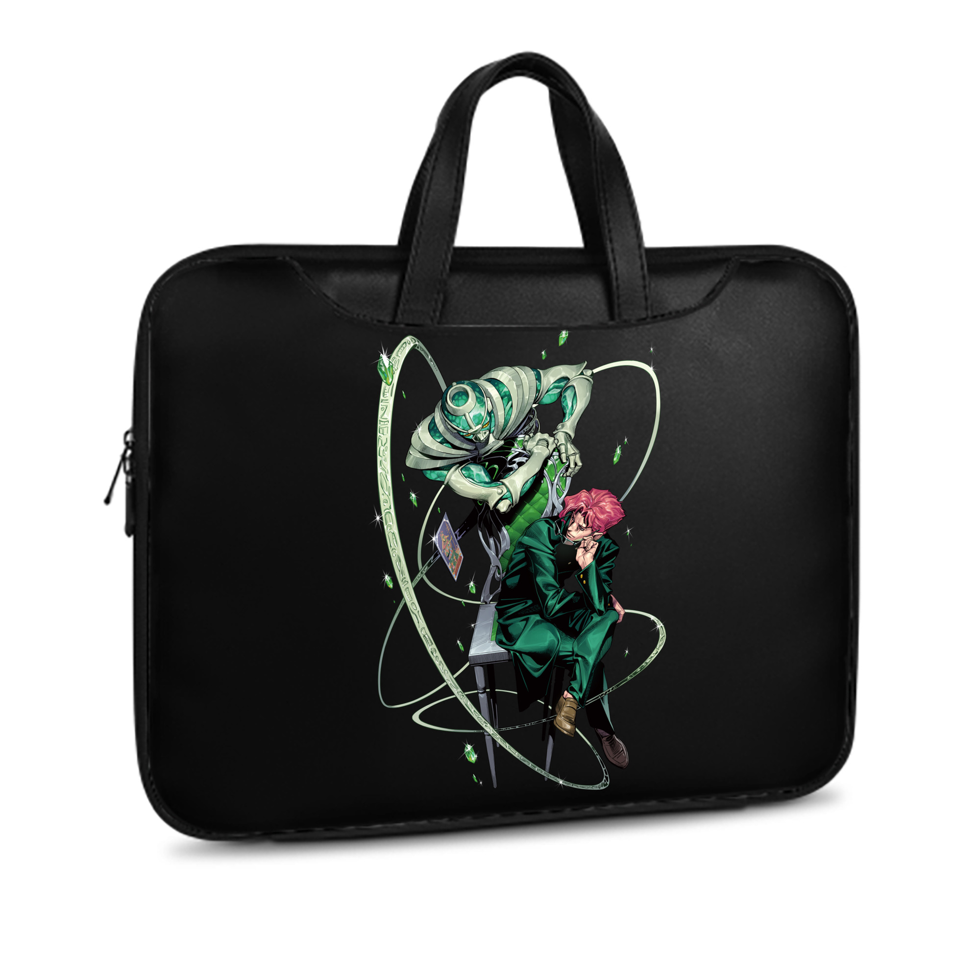 （画像用） ジョジョの奇妙な冒険 花京院 典明（かきょういん のりあき） JoJo's Bizarre Adventure Kakyoin Noriaki レザーラップトップバッグ　ノートパソコンケース