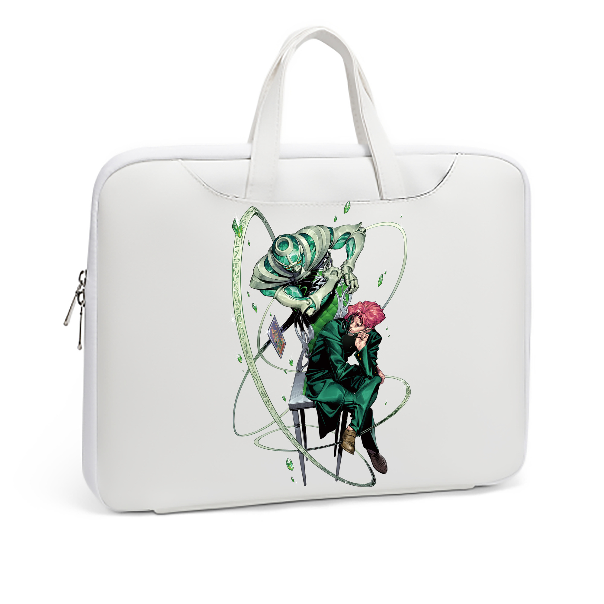 （画像用） ジョジョの奇妙な冒険 花京院 典明（かきょういん のりあき） JoJo's Bizarre Adventure Kakyoin Noriaki レザーラップトップバッグ　ノートパソコンケース