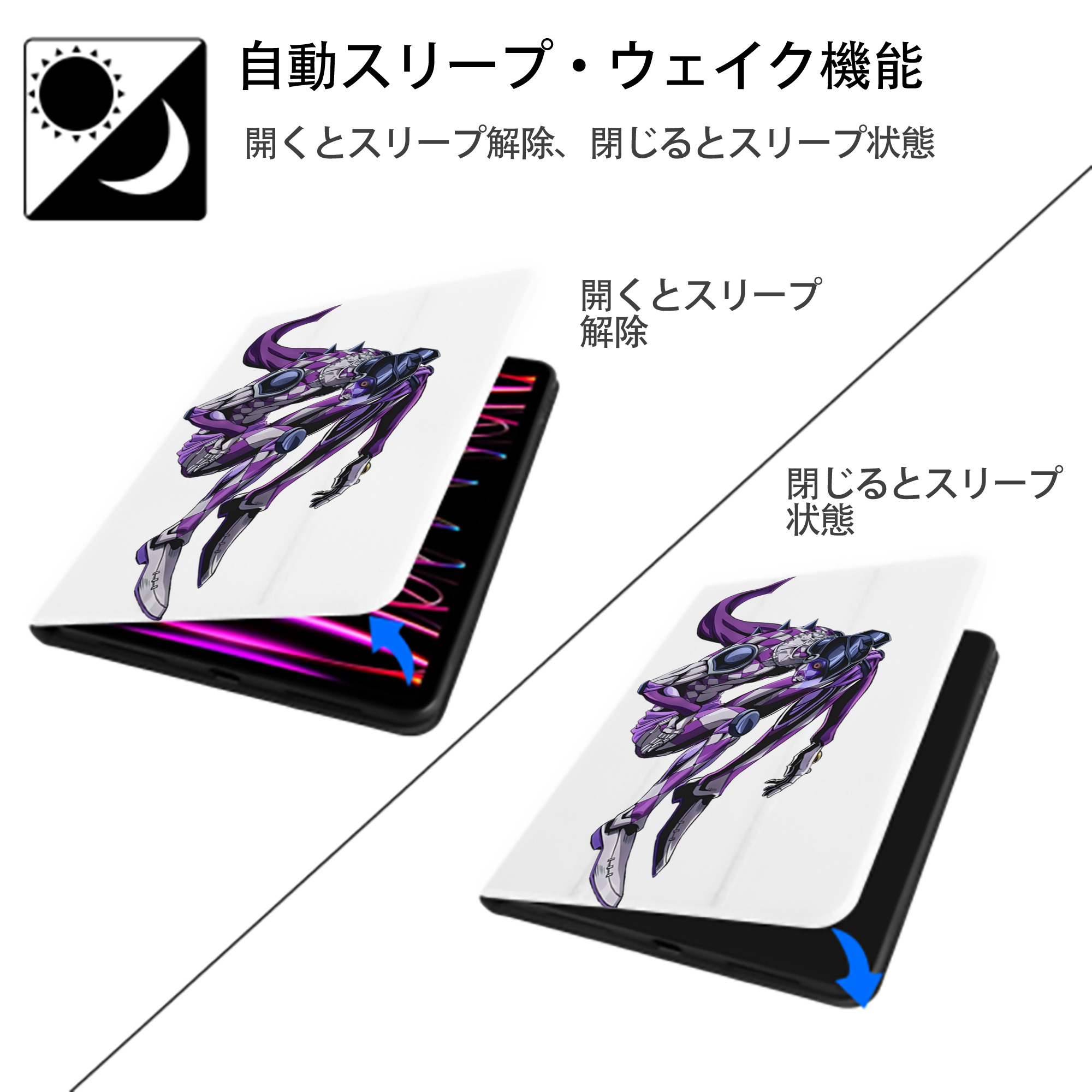 ジョジョの奇妙な冒険 パンナコッタ?フー JoJo's Bizarre Adventure Pannacotta Fugo IPad ケース ペン収納付き 三つ折りスタンド PUレザー×シリコン 対応機種9.5/10.5/10.9インチ