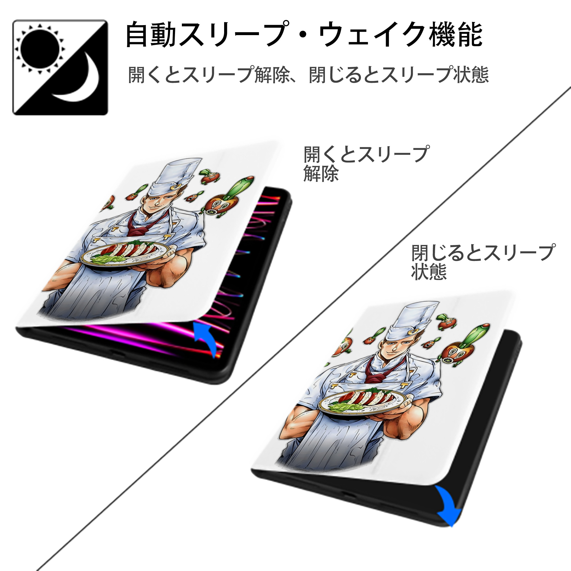 ジョジョの奇妙な冒険 Tonio Trussardi JoJo's Bizarre Adventure トニオ?トラッサルディ IPad ケース ペン収納付き 三つ折りスタンド PUレザー×シリコン 対応機種9.5/10.5/10.9インチ