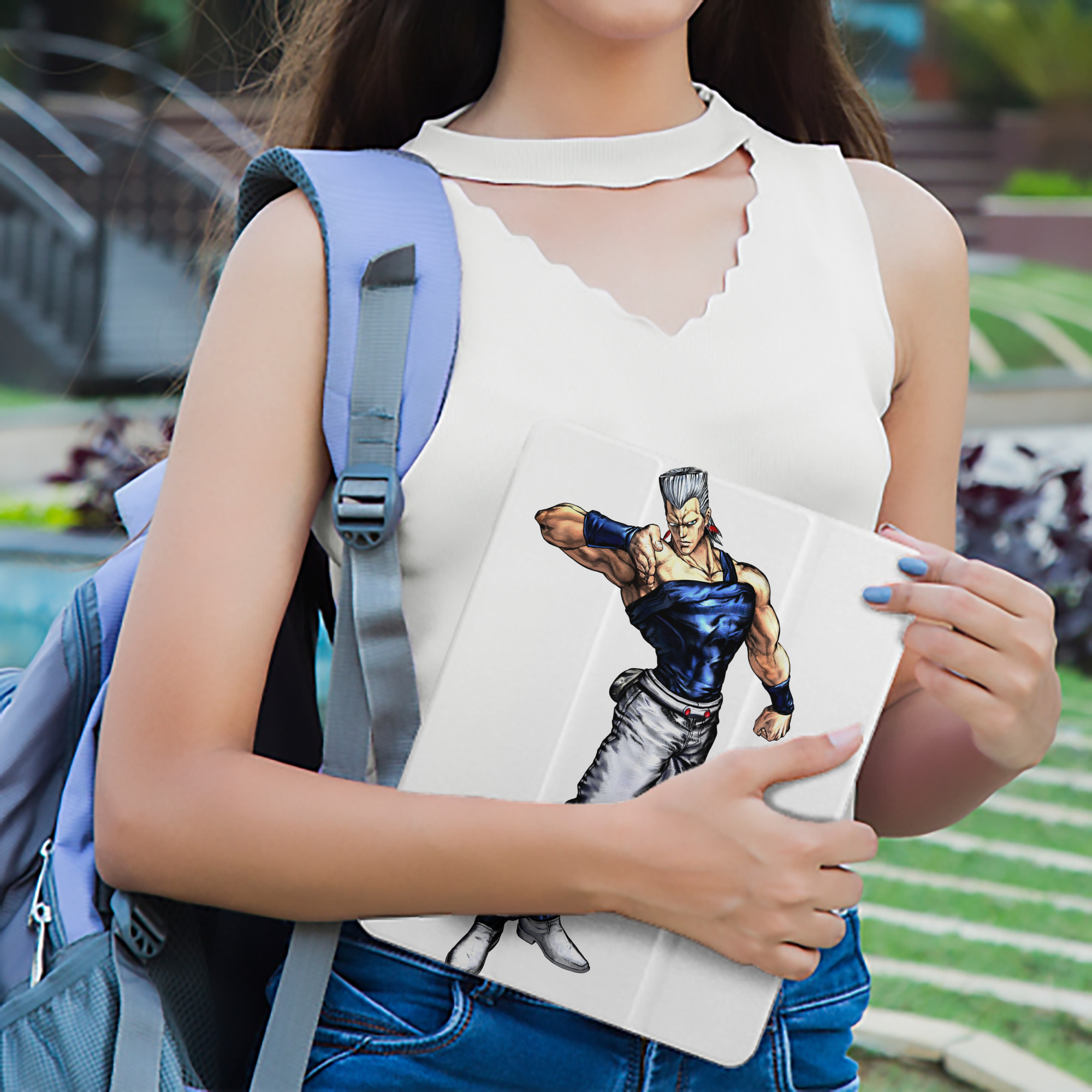 ジョジョの奇妙な冒険 ジャン＝ピエール?ポルナレフ JoJo's Bizarre Adventure Jan Pierre Polnareff IPad ケース ペン収納付き 三つ折りスタンド PUレザー×シリコン 対応機種9.5/10.5/10.9インチ