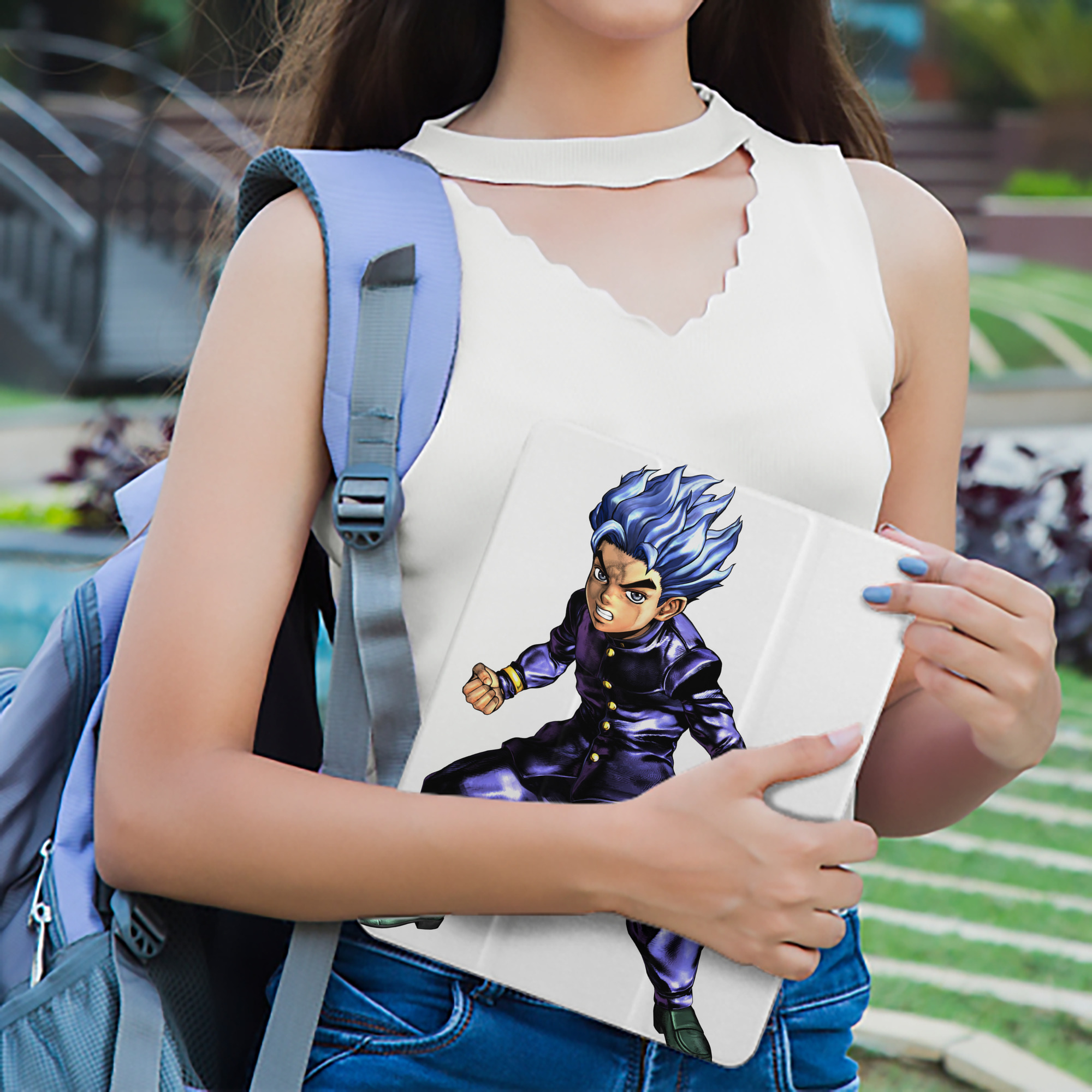 ジョジョの奇妙な冒険 広瀨康一 JoJo's Bizarre Adventure Hirose Koichi IPad ケース ペン収納付き 三つ折りスタンド PUレザー×シリコン 対応機種9.5/10.5/10.9インチ