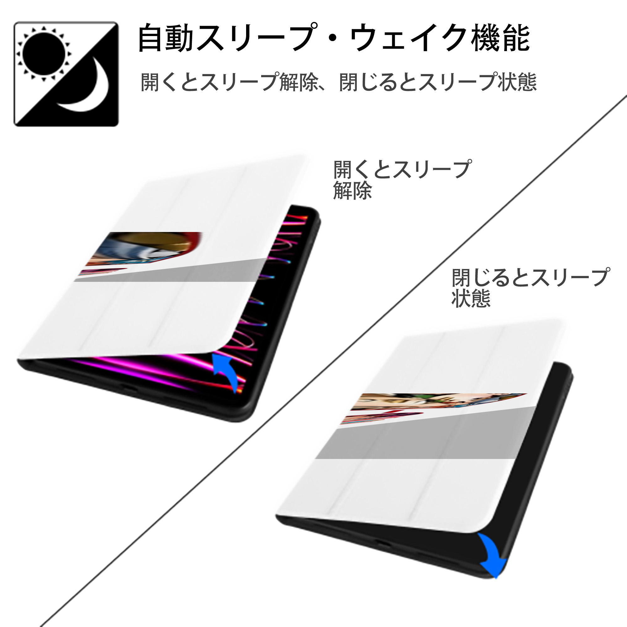 ジョジョの奇妙な冒険 JoJo's Bizarre Adventure IPad ケース ペン収納付き 三つ折りスタンド PUレザー×シリコン 対応機種9.5/10.5/10.9インチ