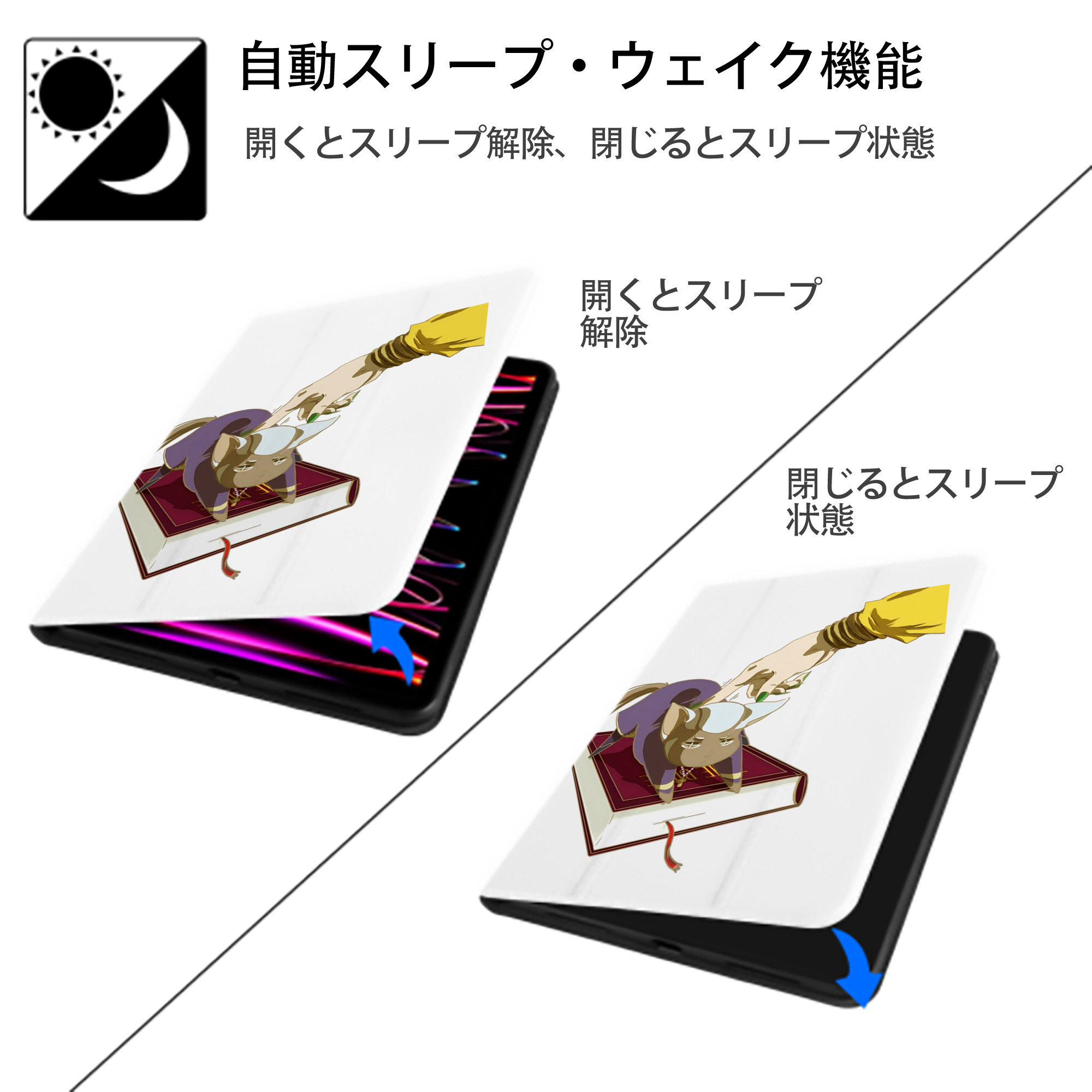ジョジョの奇妙な冒険 JoJo's Bizarre Adventure IPad ケース ペン収納付き 三つ折りスタンド PUレザー×シリコン 対応機種9.5/10.5/10.9インチ