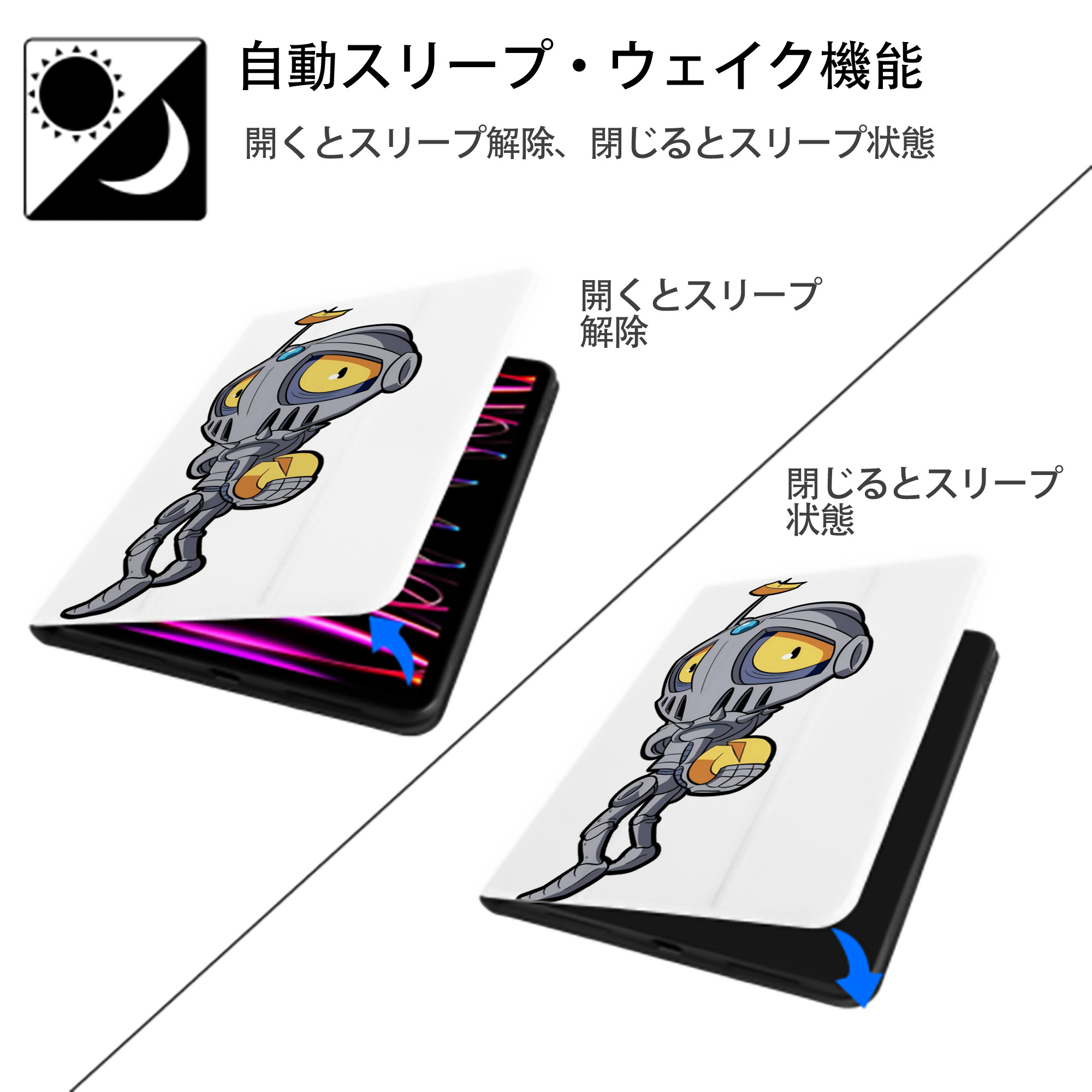 ジョジョの奇妙な冒険 JoJo's Bizarre Adventure IPad ケース ペン収納付き 三つ折りスタンド PUレザー×シリコン 対応機種9.5/10.5/10.9インチ