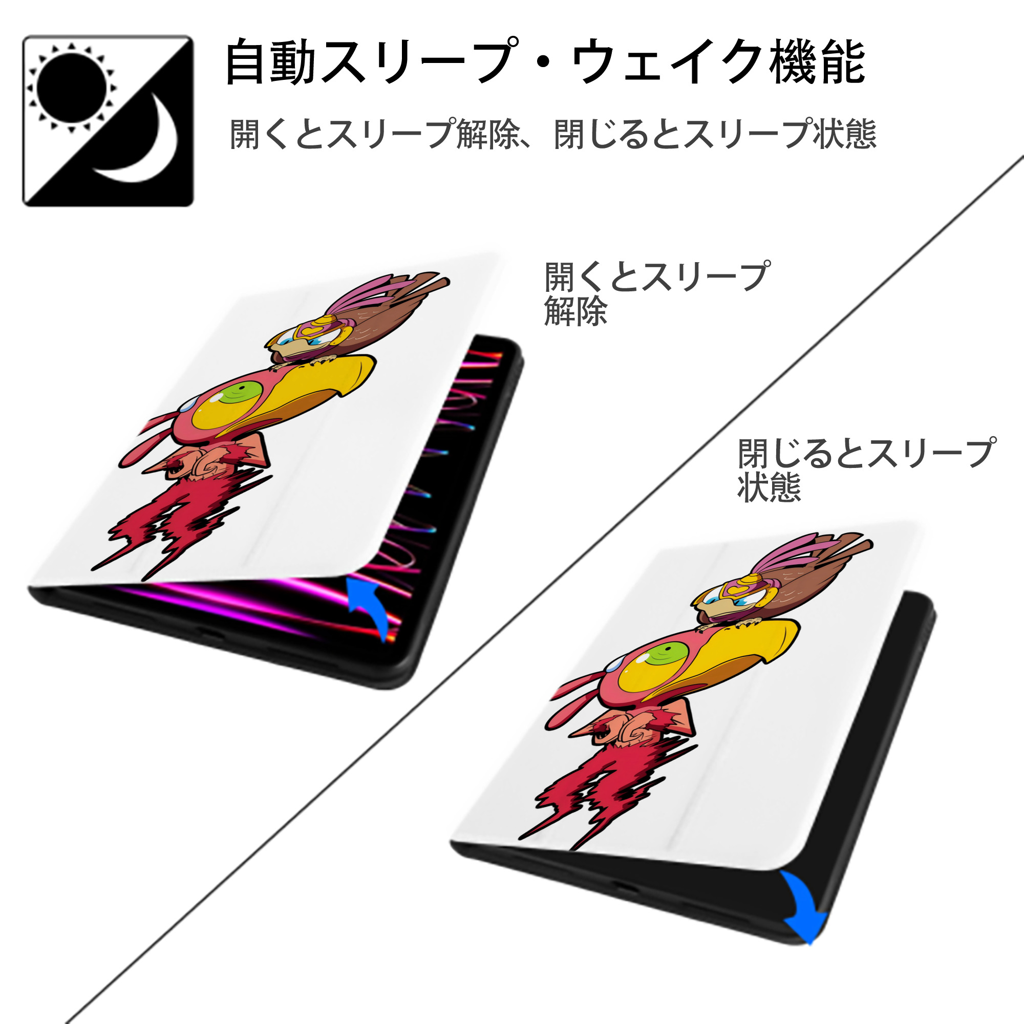 ジョジョの奇妙な冒険 JoJo's Bizarre Adventure IPad ケース ペン収納付き 三つ折りスタンド PUレザー×シリコン 対応機種9.5/10.5/10.9インチ
